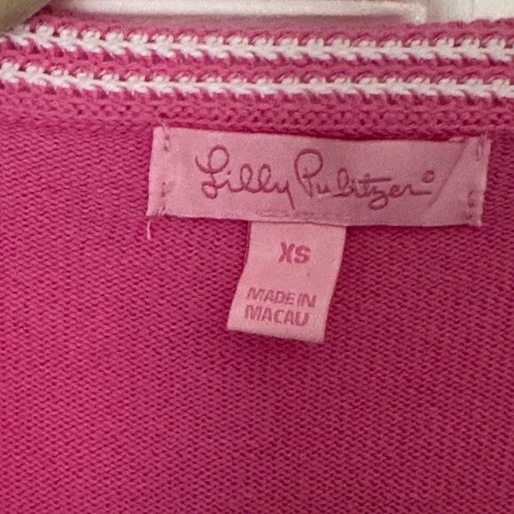 Lilly Pulitzer Pink Pearl Button Cardigan Sweater XS Women | Cropped Classic - Picture 4 of 9